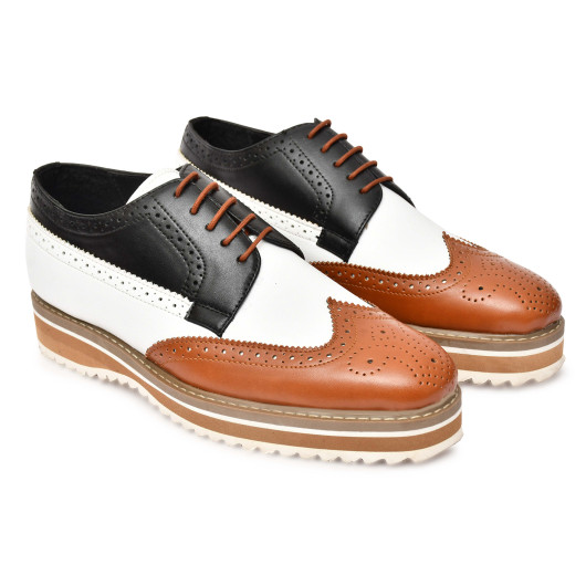 DDESIRE TRI COLOR TAN WHITE BLACK LACE UP 
