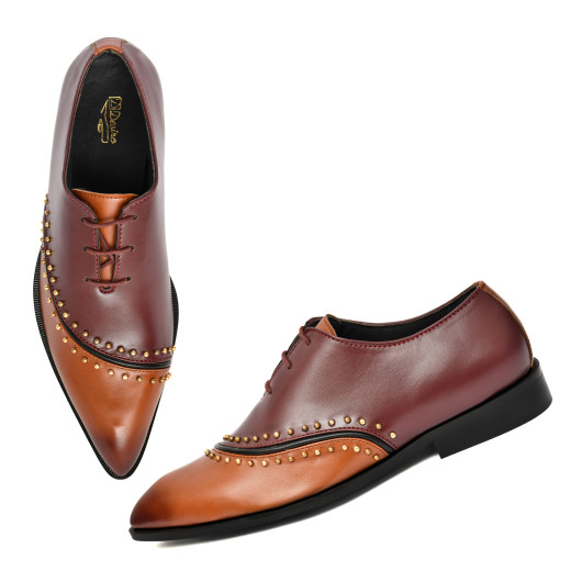 DDESIRE POINTER BEADED BROWN TAN LACE UP 