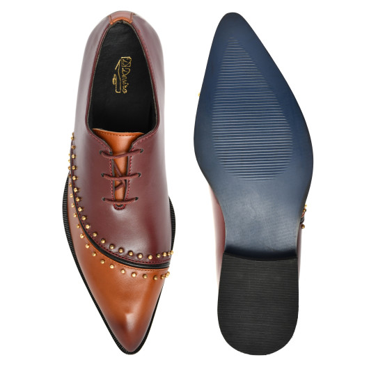 DDESIRE POINTER BEADED BROWN TAN LACE UP 