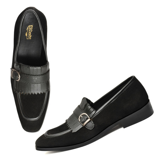 DDesire Black  Sued Loafer Flap strap Shoes