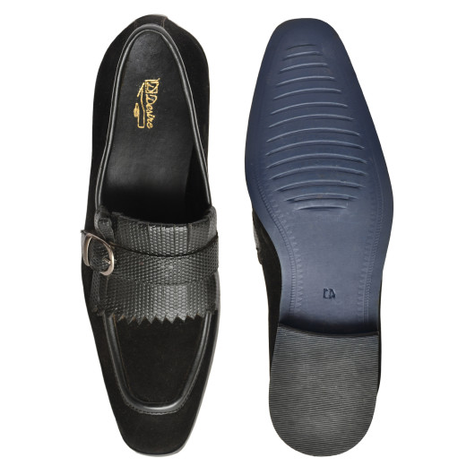 DDesire Black  Sued Loafer Flap strap Shoes