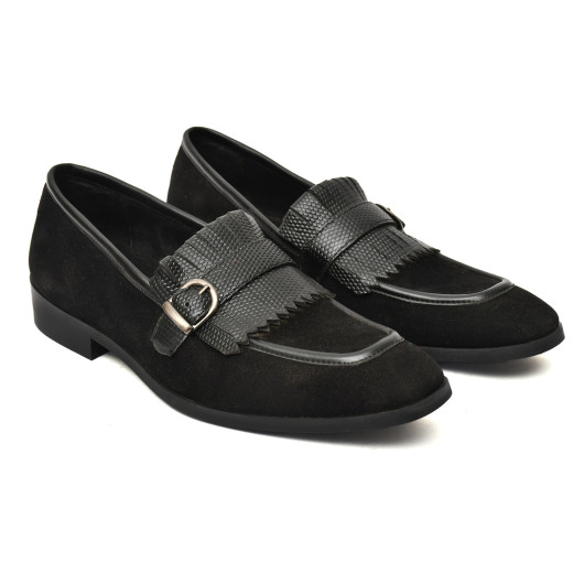 DDesire Black  Sued Loafer Flap strap Shoes