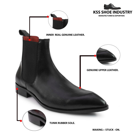 DDESIRE POINTER MAN CHELSA BLACK LEATHER  BOOT