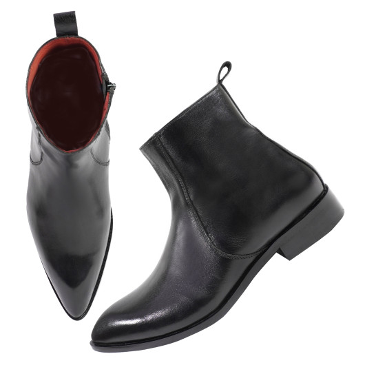 DDESIRE POINTER MAN LEATHER BLACK ZIP BOOT