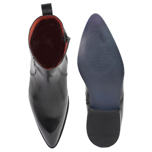 DDESIRE POINTER MAN LEATHER BLACK ZIP BOOT