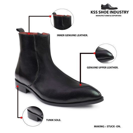 DDESIRE POINTER MAN LEATHER BLACK ZIP BOOT