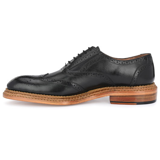 GOODYEAR WELTED TRIPLE OUT SOLE LEATHER SHOES BLACK Brogues For Men