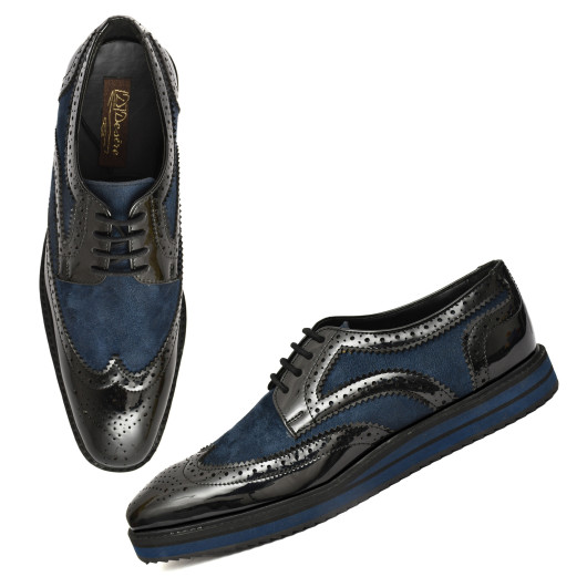 DDESIRE CASUAL BLACK BLUE BROGUE NON LEATHER
