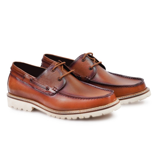 DDESIRE LEATHER TAN BOAT SHOES