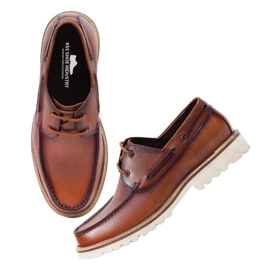 DDESIRE LEATHER TAN BOAT SHOES