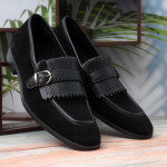 DDesire Black  Sued Loafer Flap strap Shoes