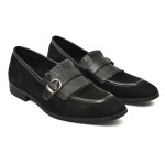 DDesire Black  Sued Loafer Flap strap Shoes