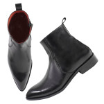 DDESIRE POINTER MAN LEATHER BLACK ZIP BOOT