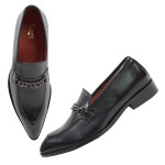 DDESIRE HORSEBIT POINTER MAN MOCASSION BLACK LEATHER SHOES