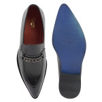 DDESIRE HORSEBIT POINTER MAN MOCASSION BLACK LEATHER SHOES