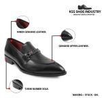 DDESIRE HORSEBIT POINTER MAN MOCASSION BLACK LEATHER SHOES