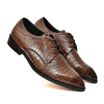 DDESIRE POINTER CROCK TAN LACE UP NON LEATHER SHOES